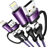 2 Pack 4 in 1 Multi Charging Cable 6.6FT 60W Fast Charging Cord for iPhone 16 15 14 Samsung iPad MacBook