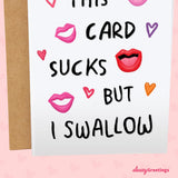 Funny Valentines Day Card For Him Her - Naughty Card - Hilarious Anniversary Card For Husband - Inappropriate Valentine'S Day Card For Men Women - This Card Sucks Birthday Card