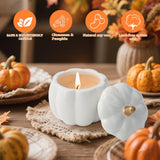 Fall Candles With Ceramic Pumpkin Jar-Pumpkin Spice Candle For Home, Autumn Pumpkin Candle Decor- Halloween Thanksgiving Gift ?White?