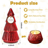 Christmas Tree Shaped Candle, Red Christmas Candles, Christmas Tree Scented, Tower Shaped Mercury Xmas Tree Candles, Winter Holiday Table Decorations, Red Tree Cape Candle, 8Oz