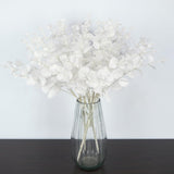 Artificial Flowers Faux Silver Dollar Eucalyptus Stems Fake Plant For Vase Home Wedding Decor 3Pcs (White)