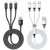 2 Pack 4FT 3 in 1 Multi USB Charging Cable 3A Fast Charger Cord for iPhone Samsung Tablets