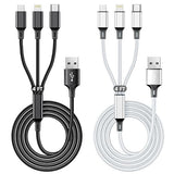 2 Pack 4FT 3 in 1 Multi USB Charging Cable 3A Fast Charger Cord for iPhone Samsung Tablets