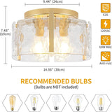 15 Inch Gold Semi Flush Ceiling Light 3 Light Glass Drum Modern Fixture