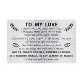 I Love You Valentines Gifts For Him, Valentines Day Card For Men, Gifts For Groom On Wedding Day, I Choose You, Engraved Metal Wallet Card Insert