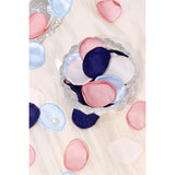 300Pcs Fake Rose Petals, Artificial Flowers Petals Blush Pink And Navy Blue Rose Petals For Wedding Flower Girl Basket Aisle Scatter Dinner Party Table Centerpieces Decoration