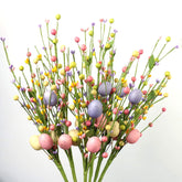 6 Pcs Artificial Easter Stems, Colorful Berry Picks Berry Stems With Easter Eggs For Home Centerpiece Vase Windowsill Decor And Spring Summer Holidays