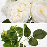 Real Touch Peonies Artificial Flowers Arrangements In Vase White Fake Peonies With Glass Vase Silk David Austin Roses Faux Flowers With Clear Faux Water Bouquet Table Centerpiece Home Decor