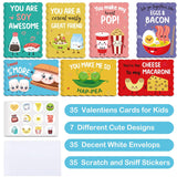 35 Pack Valentines Cards For Kids - Cute Kids Valentines Cards With Envelopes & Scratch And Sniff Stickers - Food Pun Valentine’S Day Card For Classroom Exchange School Activity
