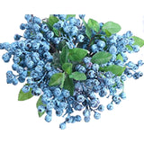 Fake Artificial Flowers California Berries Blueberry Fruit For Home Hotel Decor (Blue 20 Pack)