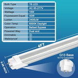 24 Pack 4FT T8 LED Bulbs Type B 6000K Daylight Ballast Bypass Dual Ended Fluorescent Replacement