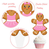 Gingerbread Christmas Cupcake Toppers Pink Gingerbread Theme Party Decorations 48Pcs Gingerbread House Candy Cane Cupcake Picks Winter Holiday Cake Decor For Merry Christmas Party Supplies