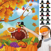 Pin The Hat On Turkey Game - Thanksgiving Party Games Activities For Kids Fall Festival Birthday Family Party Games Thanksgiving Party Favors Supplies For Kids
