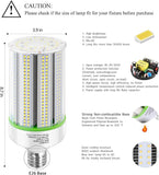 2 Pack 60W LED Corn Light Bulbs 5000K Daylight E26 E39 Base High Bay Warehouse Lighting