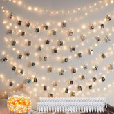 100 Led 50 Photo Clips String Lights Holder 33Ft Starry Fairy Lights For Hanging Pictures Cards Memos Usb Powered With S
