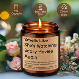 Candle, Horror Movie Gifts For Women, Halloween Gifts, Spooky Themed Presents, Funny Galentines Valentines Day Birthday Presents For Scary Movie Lovers, Horror Fan, Girlfriend Friend Her