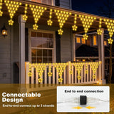 Outdoor Christmas String Lights Waterproof, 218 Led 13.8Ft Curtain Fairy Lights With 12 Drops Connectable Clear Wire Chr