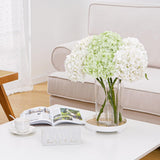 4 Pcs Hydrangea Artificial Flowers, 2 Green & 2 White Real Touch Flowers, 21" Faux Hydrangea Flowers, Fake Hydrangea Flowers For Outdoor Wedding Office Home Decor Table Centerpieces