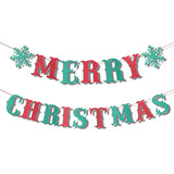 Merry Christmas Banner, Red And Green Xmas Decoration Banner Hanging Glitter Merry Christmas Garland Sign For Holiday Festival Home Indoor Party Fireplace Decor Supplies