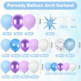 Blue Purple Balloon Arch, 120 Pcs Snowflake Balloon Garland, Metallic Retro Purple White Clear Snow Blue Star Foil Balloons For Birthday Winter Christmas Party Decoration