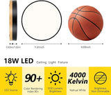 11.81 Inch Wood Black LED Ceiling Light Low Profile Flush Mount Fixture