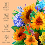 Paper Flower Bouquet Pop Up Cards, Sunflower 3D Popup Birthday Card, Greeting Card, Anniversary Card, Get Well Soon Card Gifts For Women Wife Mom Friends Female