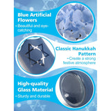 Hanukkah Mason Jars With Blue Flowers & 4 Led Candle Lights - Hanukkah Decorations For Table Centerpiece Home Living Room Bedroom Party Chanukah Gifts, 2 Sets