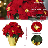 2 Pack 18" Lighted Large Artificial Poinsettias For Outdoors Led Poinsettia Flowers Artificial Faux Poinsettia Plants Poinsettia Christmas Decorations For Office Home Kitchen Decor