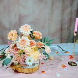 Artificial Flowers Combo Box Set 35Pcs Silk Champagne Fake Rose, Peonies With Stem For Diy Wedding Cake Arch Bouquets Baby Bridal Shower Centerpieces Party Wall Home Decorations