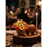 Fall Flowers Artificial For Decoration: 2 Pcs Fake Sunflower Maple Leaf Flower Balls For Thanksgiving Table Centerpieces - Faux Autumn Floral Arrangements For Home Decor