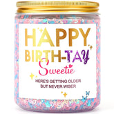 Happy Birth-Tay Pink, Butterfly Vanilla Soy Candle, Ideal Gift For Christmas, Birthday Gifts For Girls, Sister, Women Merch- 8Oz