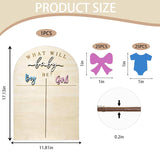 Gender Reveal Voting Board, Wooden Gender Reveal Games Voting Board With Stand, Baby Gender Guessing Game Sign With Boy Or Girl Voting Stickers, He Or She Party Supplies For Baby Shower