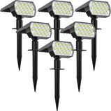 6 Pack 65 LED Solar Spot Lights IP68 Waterproof Cool White Landscape Wall Lights