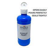 milo Acrylic Paint Set of 12 Colors | 16 oz Bottles | Student Primary Colors Acrylics Painting Pack | Made in the USA | Non-Toxic Arts & Crafts Paints for Artists & Hobby Painters