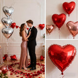 Heart Balloons Pack Of 12 - Red Heart Balloon Rose Gold Balloon Silver Ballons Heart Shaped Balloons For Valentines Day Wedding Engagement Anniversary Party Decorations