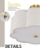 17.7 Inch Brushed Gold Semi Flush Mount Ceiling Light 3 Light Farmhouse Fixture