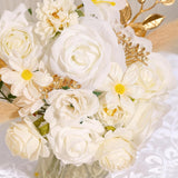 Artificial Flowers Combo Box Set, 33Pcs Silk Roses & White Peony With Stems For Diy Wedding Bouquets, Baby Shower, Party Centerpieces & Home Decor