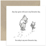 Old English Co. Winnie The Pooh Birthday Card For Friend - Favourite Day Quote From Winnie The Pooh And Piglet For Sister, Cousin, Bff - Thinking Of You Sympathy Card | Blank Inside With Envelope