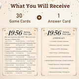 70Th Birthday Party Games, 1956 Quiz & Guess The Price Game Cards, 70Th Birthday Party Supplies For Men Women, Pack Of 30 Cards