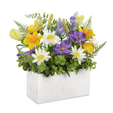 Table Floral Arrangement Centerpiece, Faux Flowers In Wooden Vase, Silk Flowers For Home Decor Indoor, Spring Summer Flower Farmhouse Table For Living Room Dining Coffee Table Shelf Decor