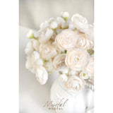 18Pcs Mini Ranunculus Artificial Flowers (1.5" Head) - Premium Faux Silk Filler Flowers For Wedding Bouquet, Diy Centerpieces - Realistic Green Wired Stems - Cream