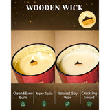 Festival Cheer Christmas Candles, Large Soy Candles For Home Scented, 18Oz 100 Hours Natural Clean Slow Burn, Crackling Wooden Wick Aromatherapy Gifts For Women Men, Warm Cozy Winter Decor