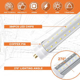 12 Pack 8FT LED Bulbs 72W 10000LM 6000K V Shape FA8 Shop Light Fluorescent Replacement