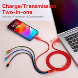 2 Pack 6FT 4 in 1 Multi Charging Cable 3.5A Braided USB Cable for iPhone Samsung