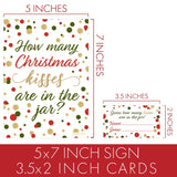 Christmas Party Game How Many Kisses (1 Double-Sided Sign With 30 Guessing Cards)