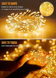 10FT 120 LED Solar Fairy Lights Outdoor Waterproof Warm White Firecracker String Lights with 8 Modes for Patio Garden Yard Party Decor