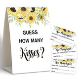 Sunflower How Many Kisses Bridal Shower Game,Bridal Shower Decorations,Popular Bridal Shower Games,Engagement Party Game,Bridal Shower Sign,Set Including 1 Sign And 50 Guessing Cards-10