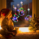 Christmas Window Lights, 3 Pack Multicolor Stocking, Snowman, Santa Hat With Suction Cup, Timer Function And Slow Fade M