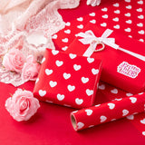 Reversible Valentine'S Day Wrapping Paper - Mini Roll - 17 Inch X 33 Feet - Red Love Heart Design For Valentine'S Day, Wedding, Anniversary, Birthday, Baby Shower