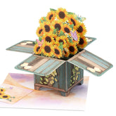 3D Sunflower Pop-Up Greeting Card With Envelope & Notecard - Birthday, Mother'S Day, Anniversary, Thank You, Get Well Soon, Sympathy Card For Women, Friends, Mother, Parents